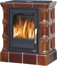 Керамическая печь IBERIA L, с чугунной топкой, с кафельным цоколем